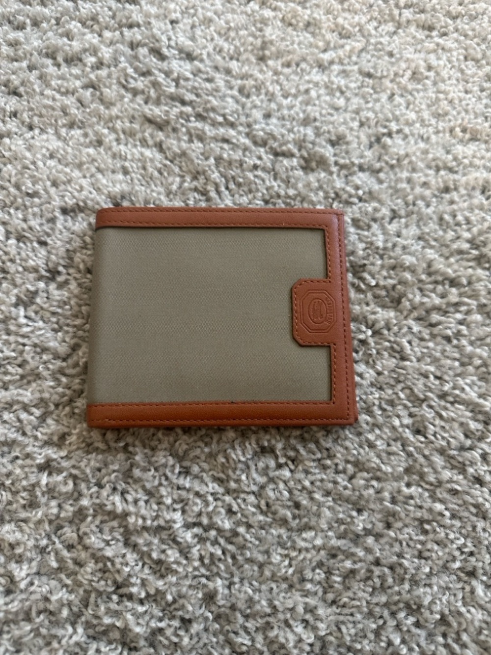 Canvas and Brown Leather Bi-Fold Wallet - Men's Accessory